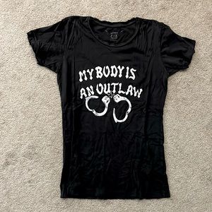 My Body is an Outlaw Bandit Brand Vintage Look Shirt with Distress